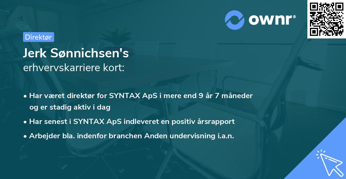 Jerk Sønnichsen's erhvervskarriere kort