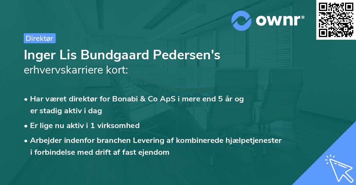 Inger Lis Bundgaard Pedersen's erhvervskarriere kort