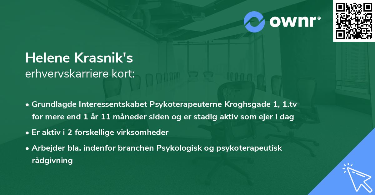 Helene Krasnik's erhvervskarriere kort