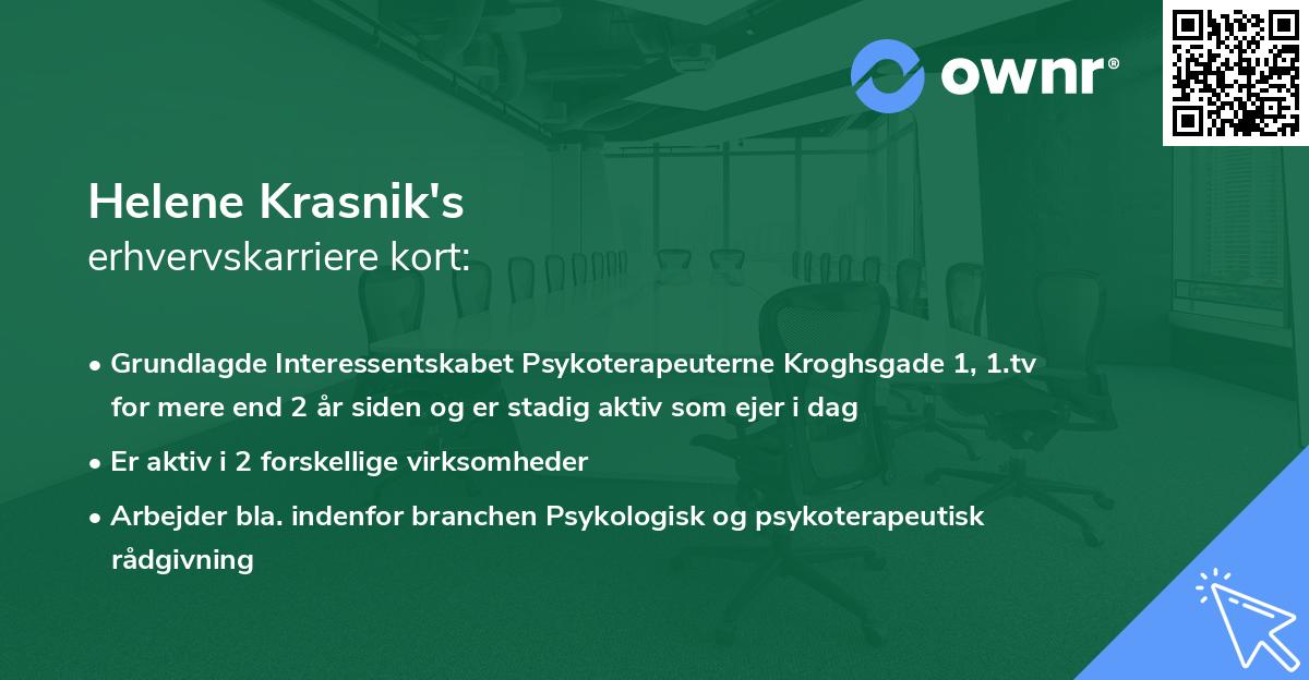 Helene Krasnik's erhvervskarriere kort