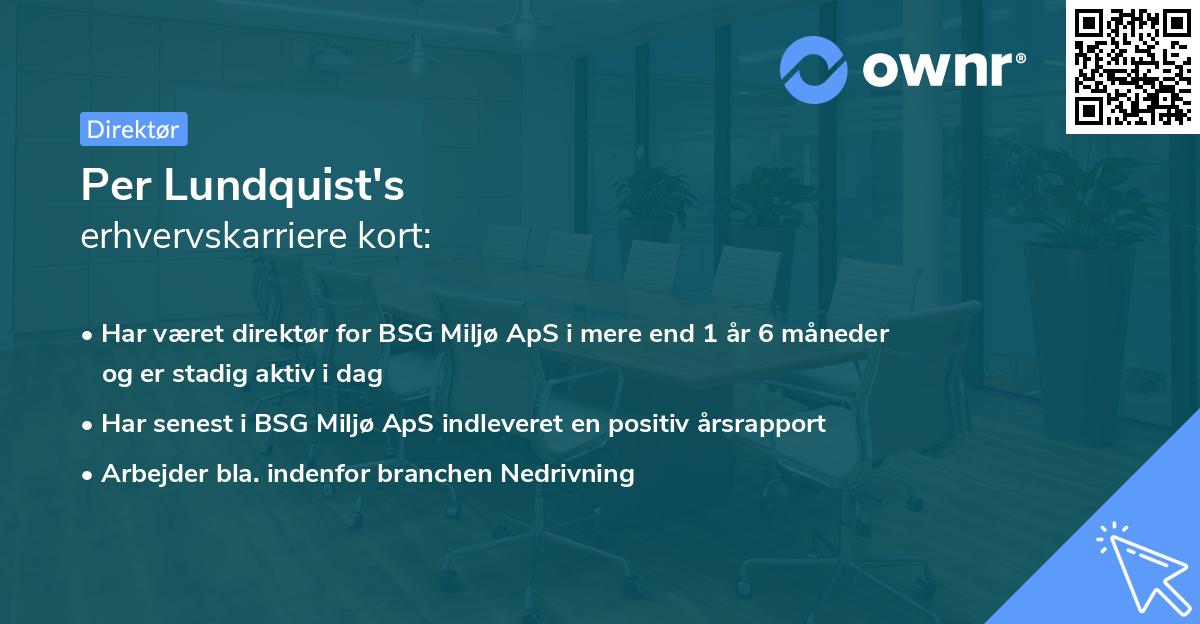 Per Lundquist's erhvervskarriere kort