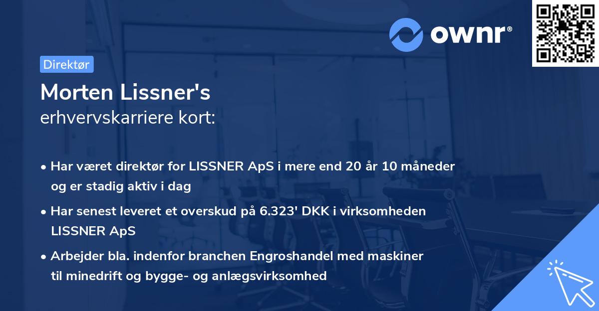 Morten Lissner's erhvervskarriere kort