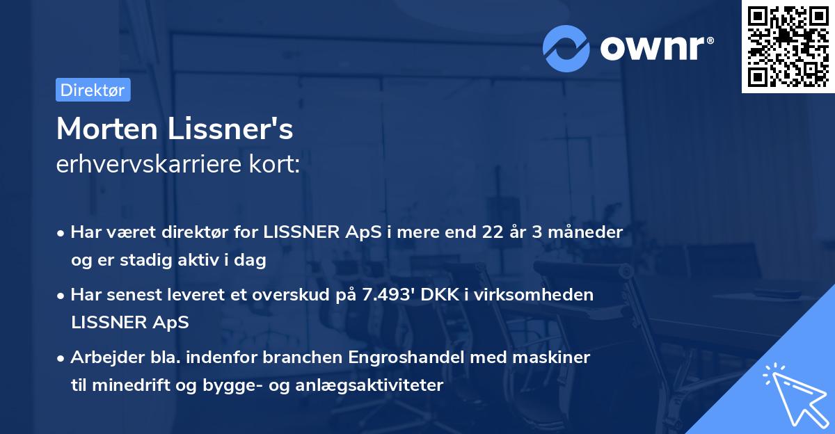 Morten Lissner's erhvervskarriere kort
