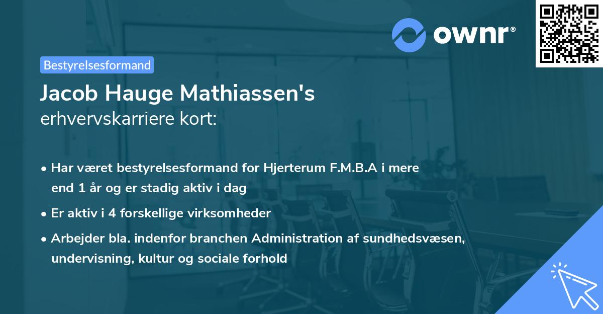 Jacob Hauge Mathiassen's erhvervskarriere kort