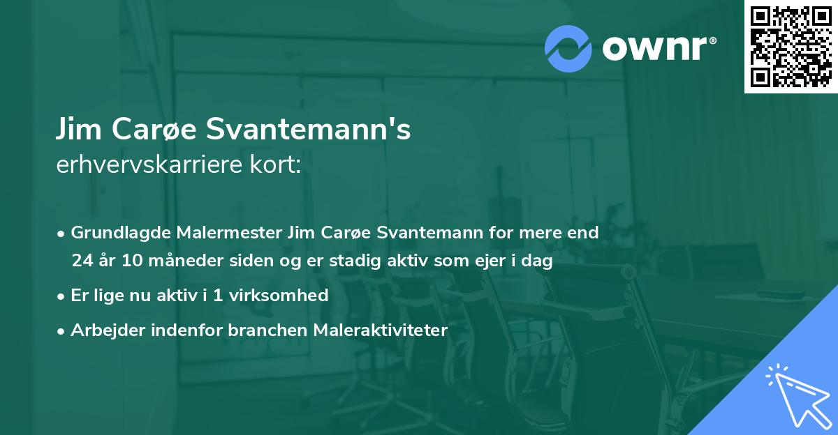 Jim Carøe Svantemann's erhvervskarriere kort