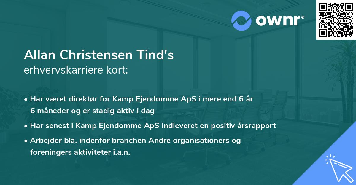 Allan Christensen Tind's erhvervskarriere kort