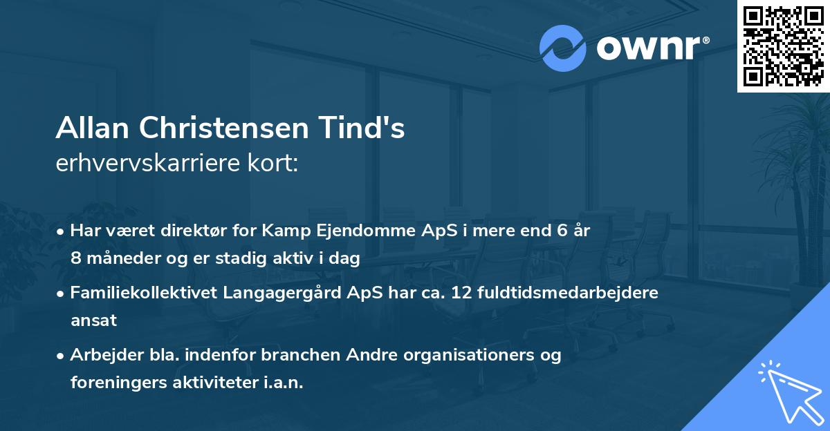 Allan Christensen Tind's erhvervskarriere kort