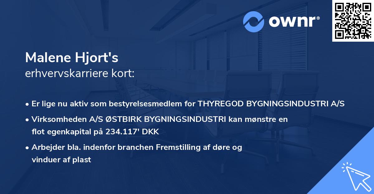 Malene Hjort's erhvervskarriere kort