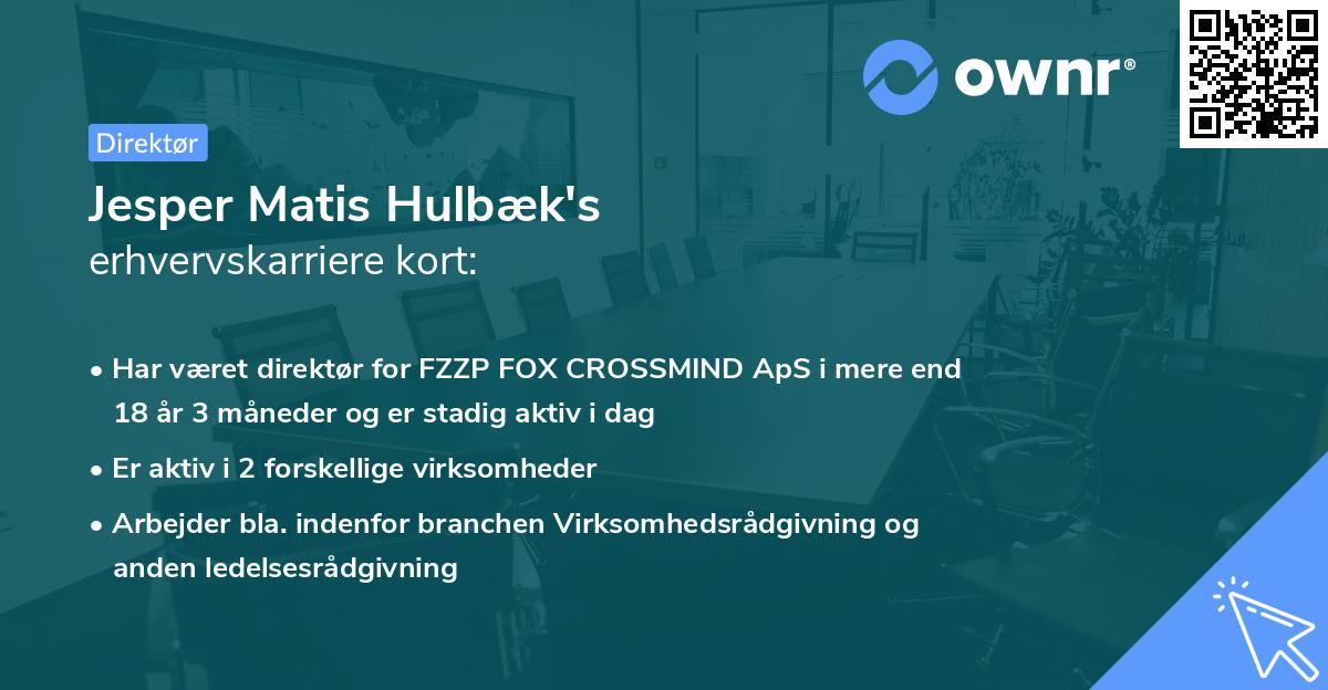Jesper Matis Hulbæk's erhvervskarriere kort