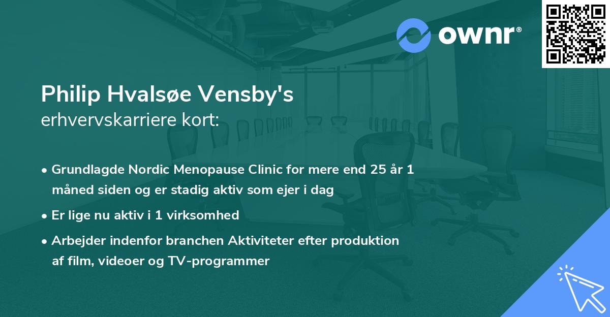 Philip Hvalsøe Vensby's erhvervskarriere kort