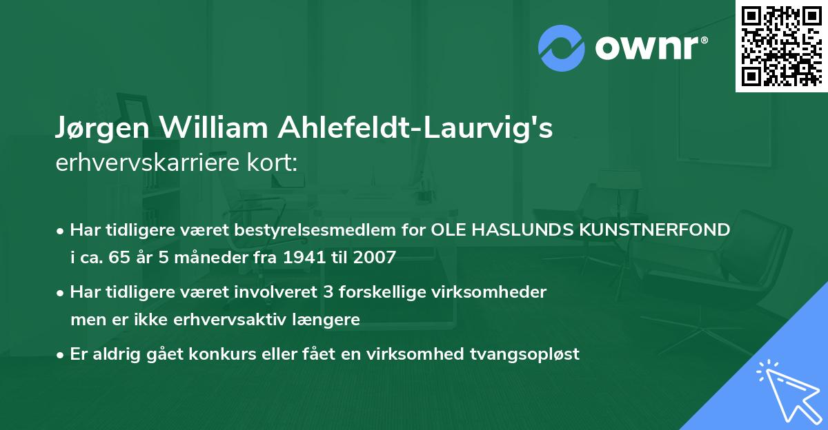 Jørgen William Ahlefeldt-Laurvig's erhvervskarriere kort