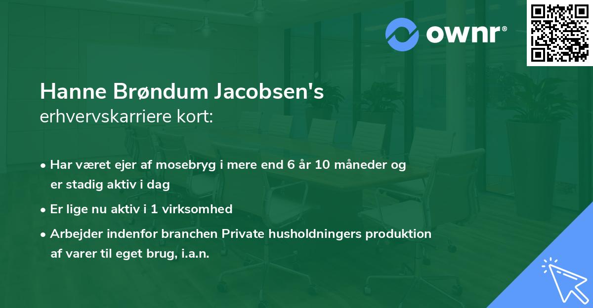 Hanne Brøndum Jacobsen's erhvervskarriere kort