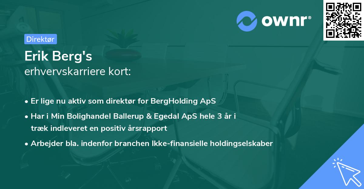 Erik Berg's erhvervskarriere kort