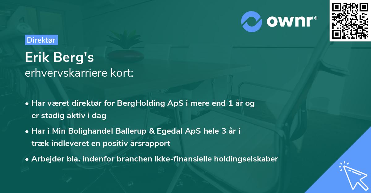 Erik Berg's erhvervskarriere kort