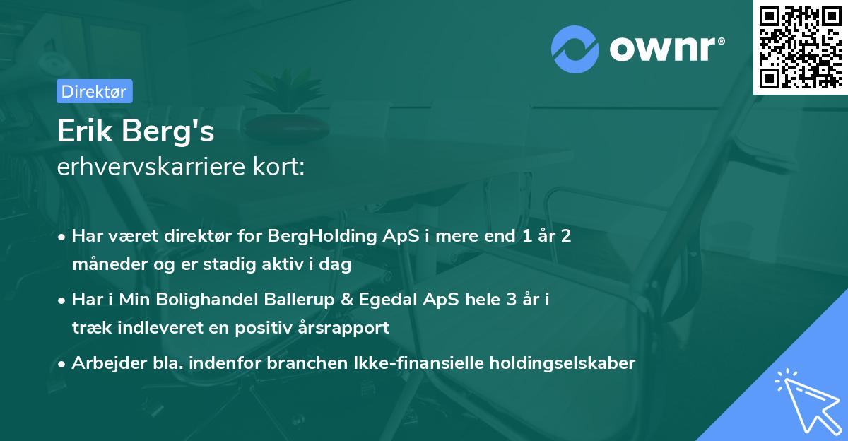 Erik Berg's erhvervskarriere kort