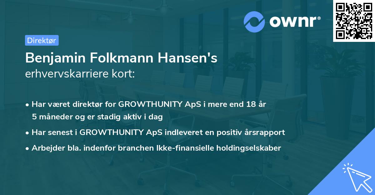 Benjamin Folkmann Hansen's erhvervskarriere kort