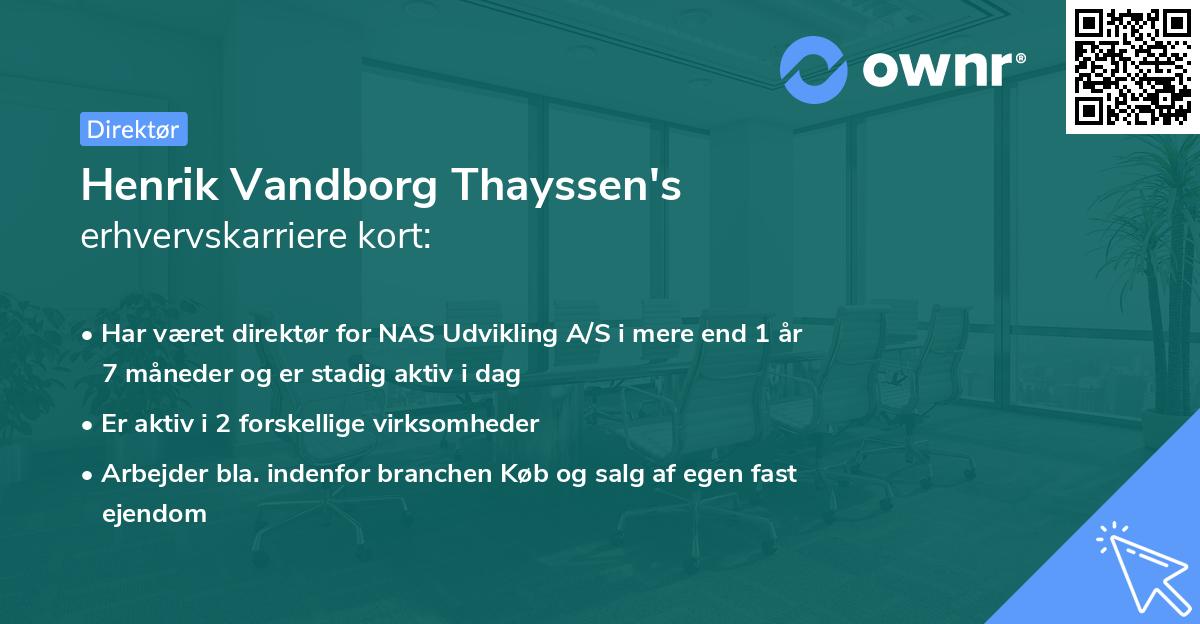 Henrik Vandborg Thayssen's erhvervskarriere kort