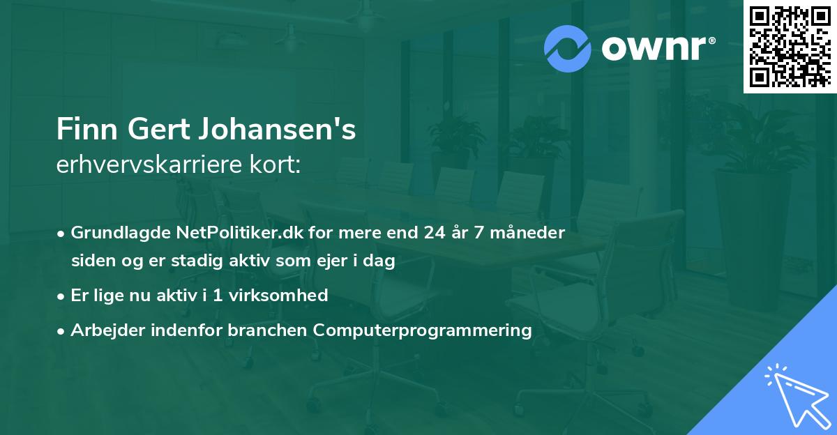 Finn Gert Johansen's erhvervskarriere kort