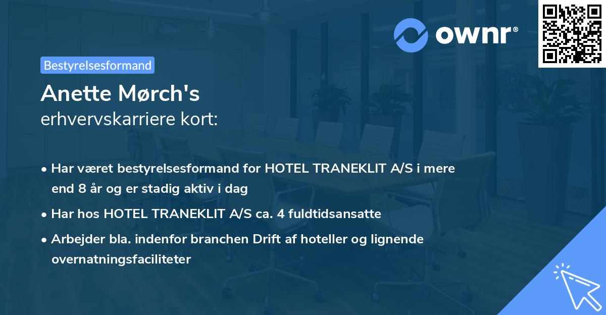 Anette Mørch's erhvervskarriere kort