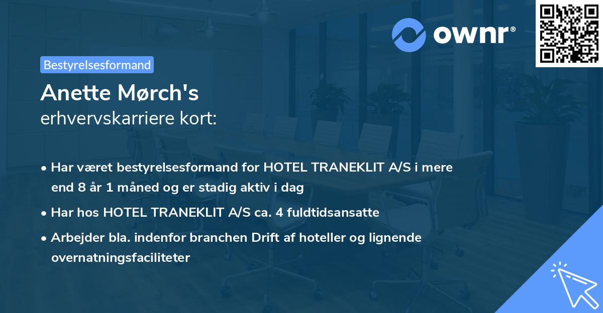 Anette Mørch's erhvervskarriere kort