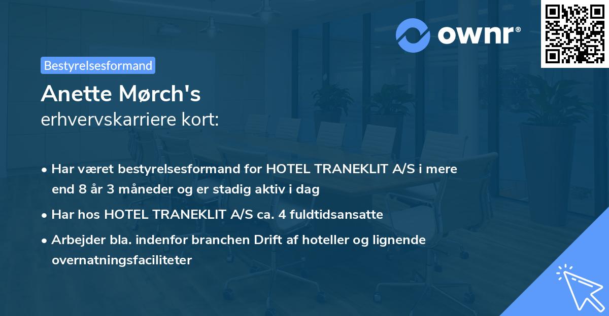 Anette Mørch's erhvervskarriere kort