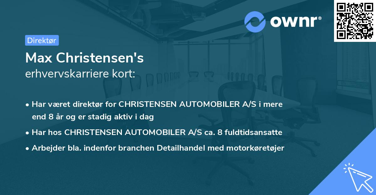 Max Christensen's erhvervskarriere kort