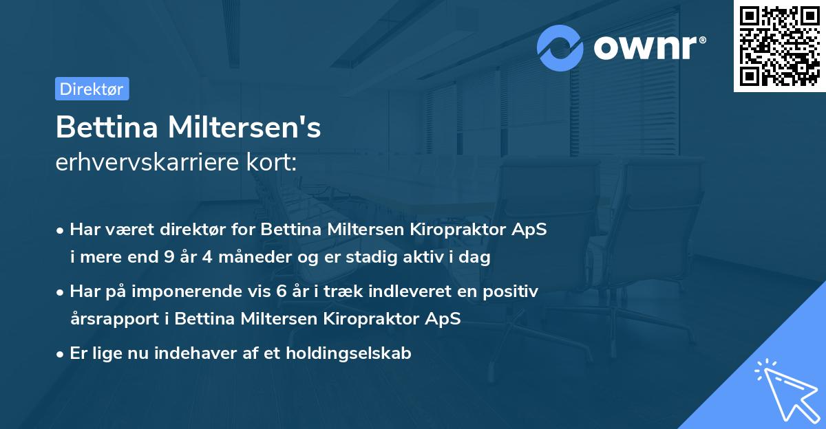 Bettina Miltersen's erhvervskarriere kort