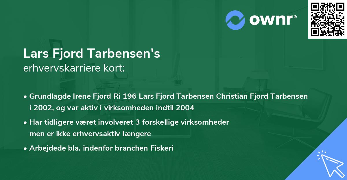 Lars Fjord Tarbensen's erhvervskarriere kort