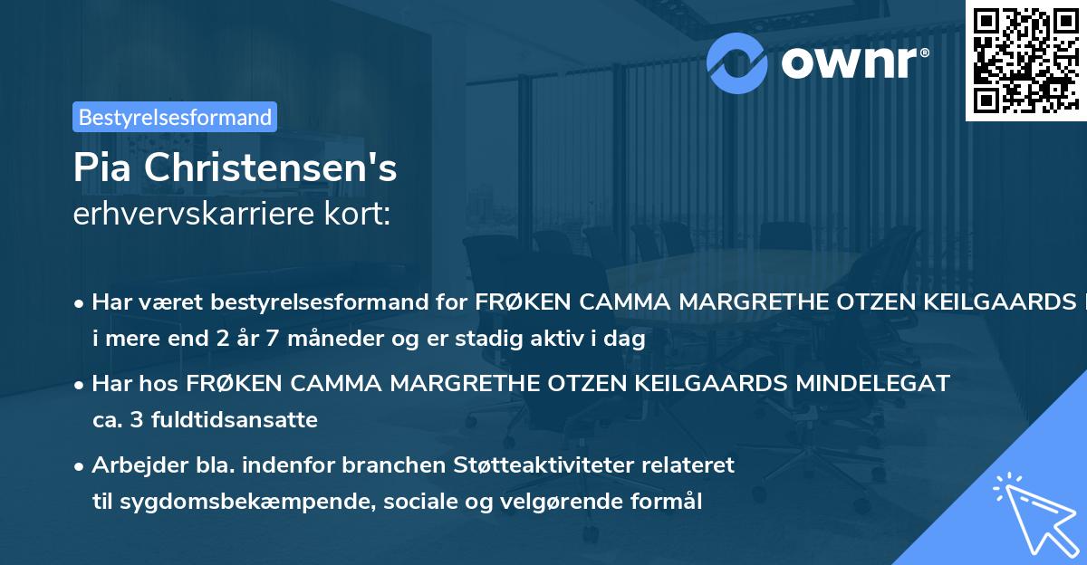 Pia Christensen's erhvervskarriere kort