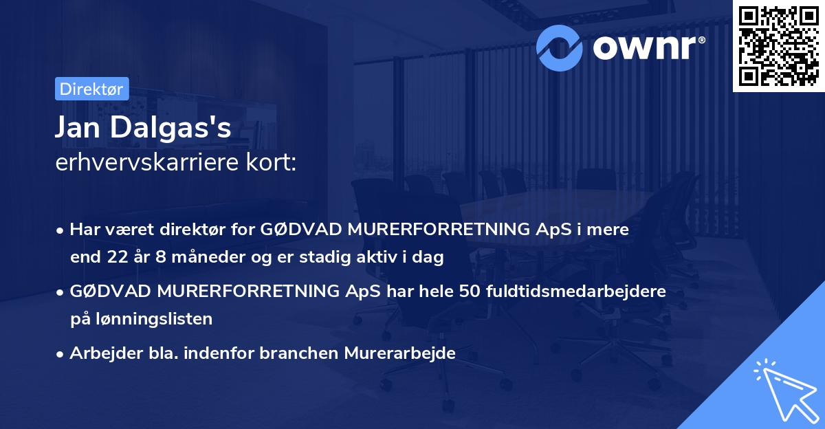 Jan Dalgas's erhvervskarriere kort
