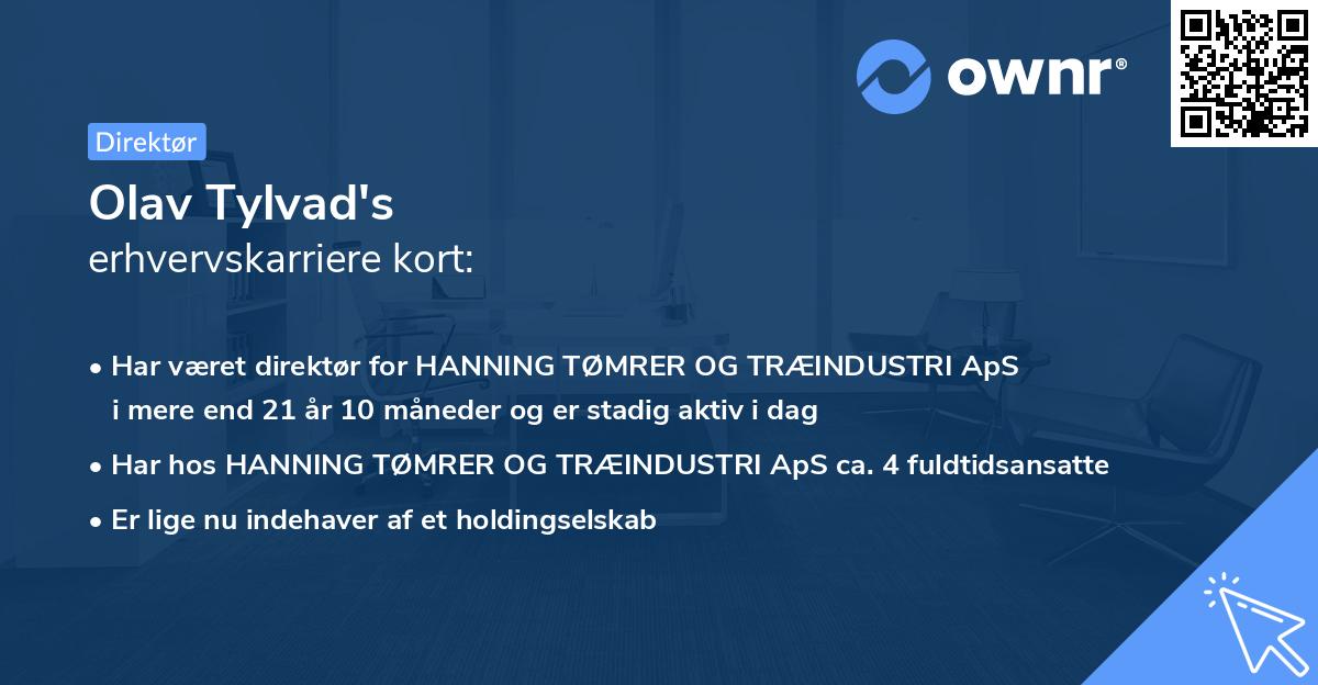 Olav Tylvad's erhvervskarriere kort