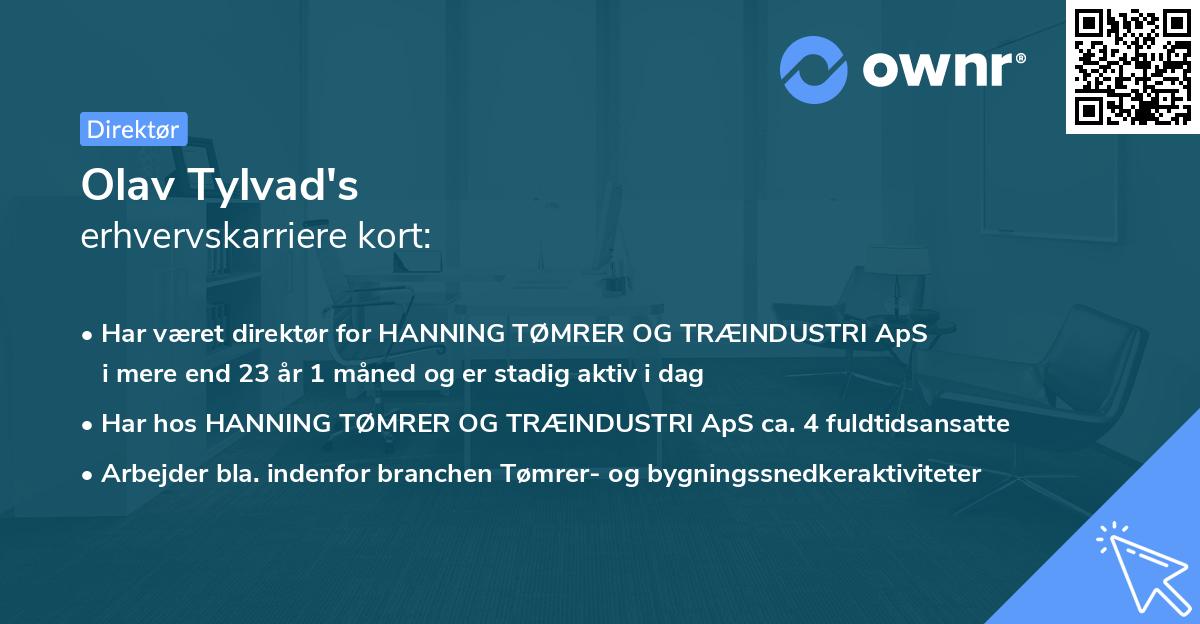 Olav Tylvad's erhvervskarriere kort