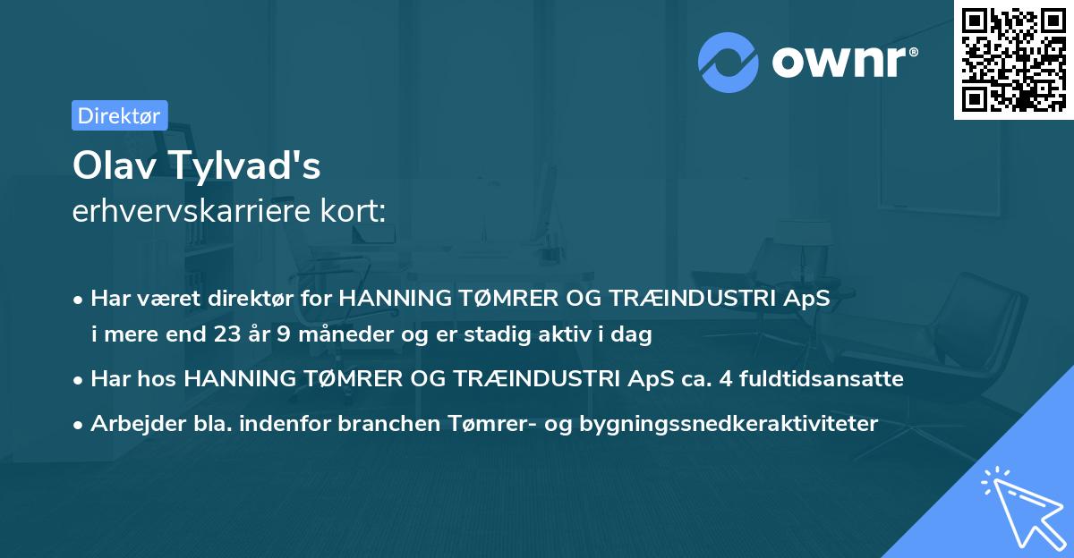 Olav Tylvad's erhvervskarriere kort