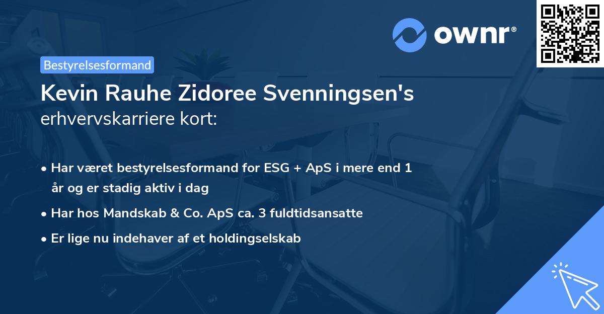 Kevin Rauhe Zidoree Svenningsen's erhvervskarriere kort