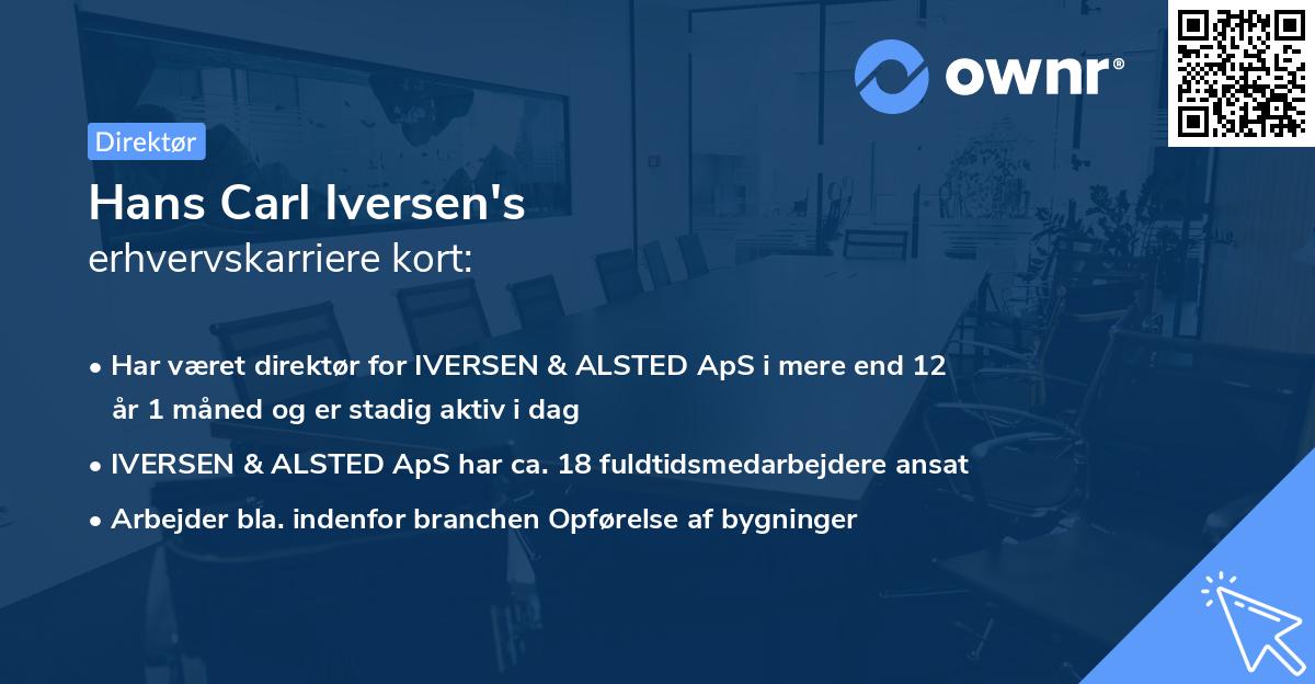 Hans Carl Iversen's erhvervskarriere kort