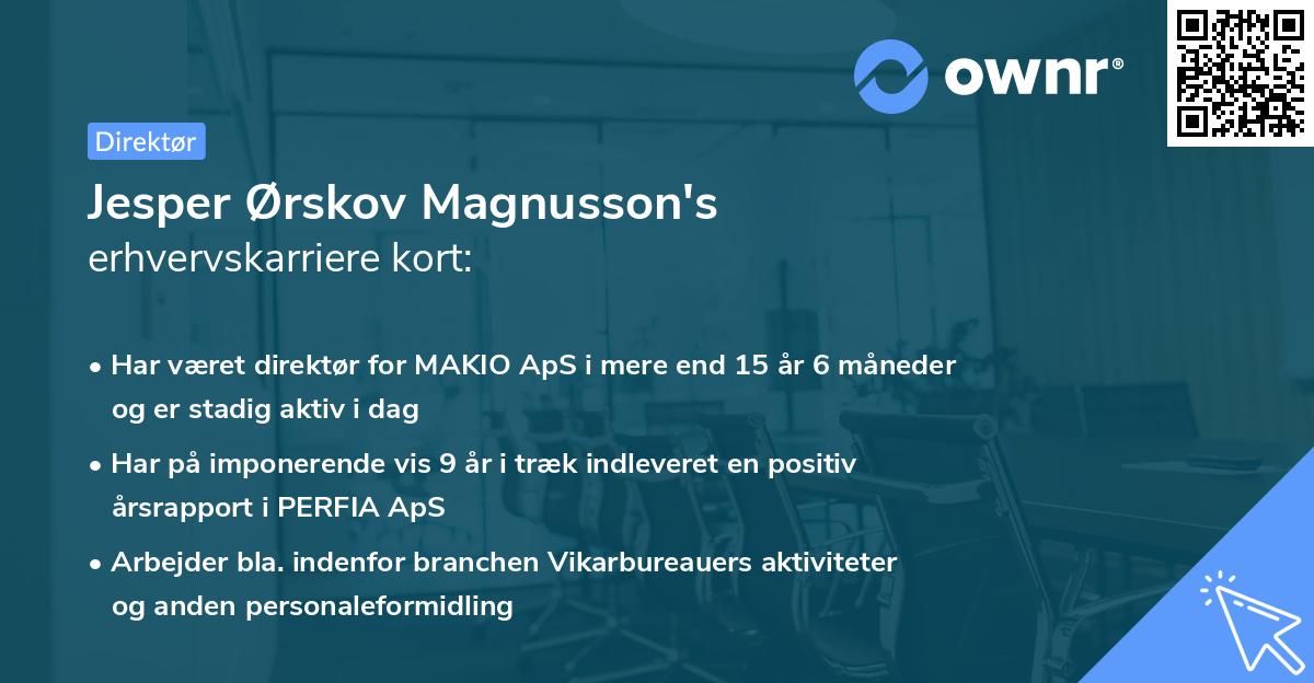 Jesper Ørskov Magnusson's erhvervskarriere kort