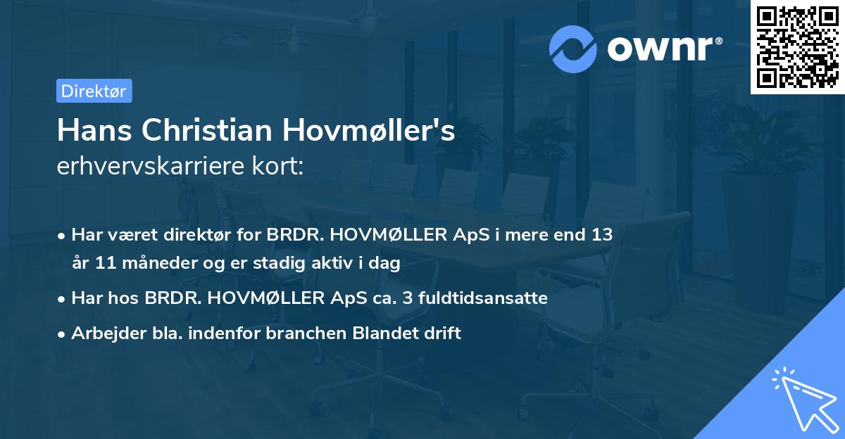 Hans Christian Hovmøller's erhvervskarriere kort