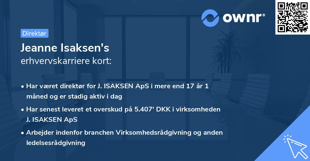 Jeanne Isaksen's erhvervskarriere kort