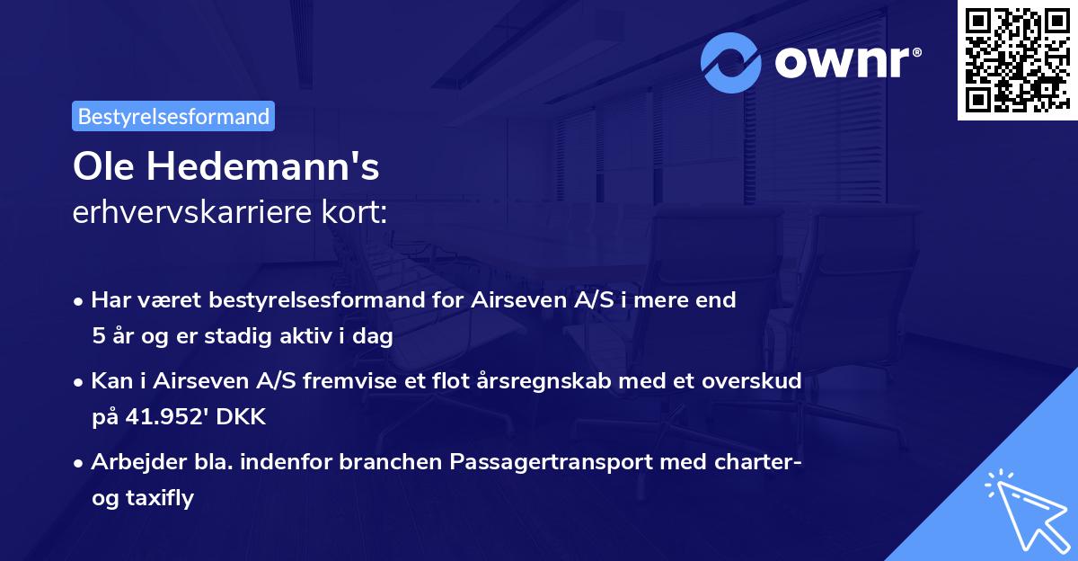 Ole Hedemann's erhvervskarriere kort