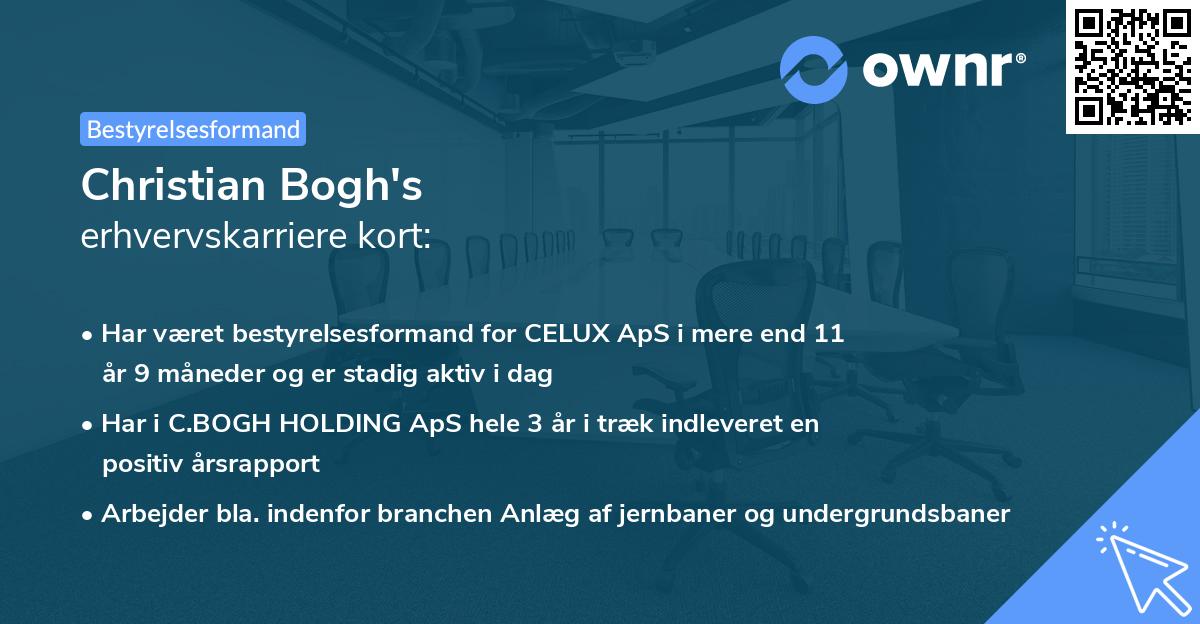 Christian Bogh's erhvervskarriere kort