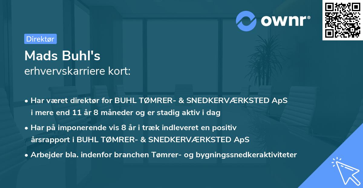 Mads Buhl's erhvervskarriere kort