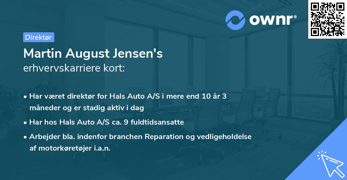 Martin August Jensen's erhvervskarriere kort