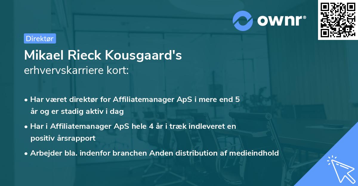 Mikael Rieck Kousgaard's erhvervskarriere kort