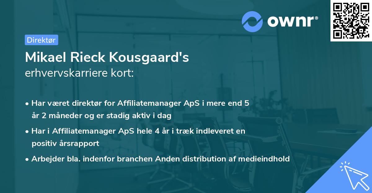 Mikael Rieck Kousgaard's erhvervskarriere kort