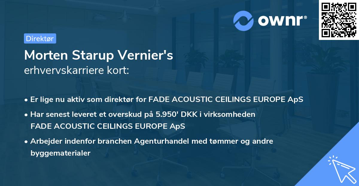 Morten Starup Vernier's erhvervskarriere kort