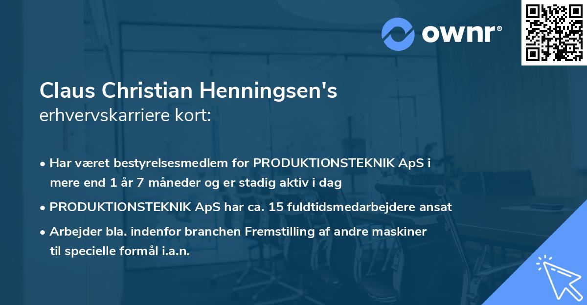 Claus Christian Henningsen's erhvervskarriere kort