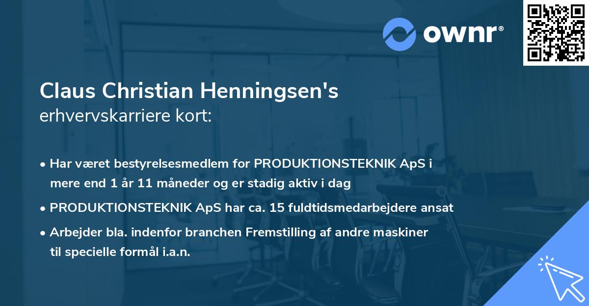 Claus Christian Henningsen's erhvervskarriere kort