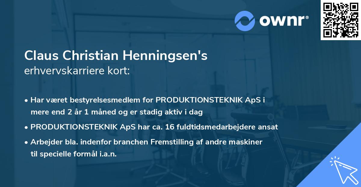 Claus Christian Henningsen's erhvervskarriere kort