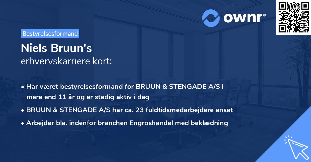 Niels Bruun's erhvervskarriere kort