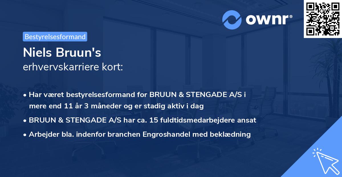 Niels Bruun's erhvervskarriere kort